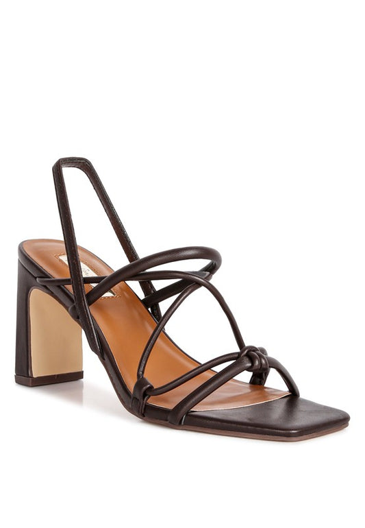 Strings Slingback Mid Heel Block Sandals
