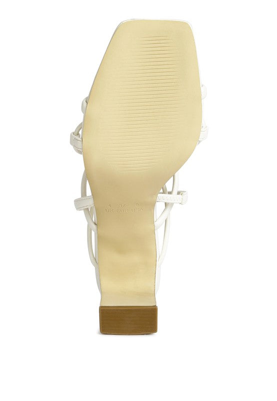 Strings Slingback Mid Heel Block Sandals