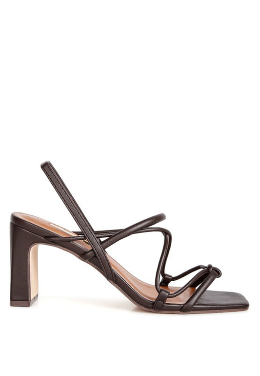 Strings Slingback Mid Heel Block Sandals