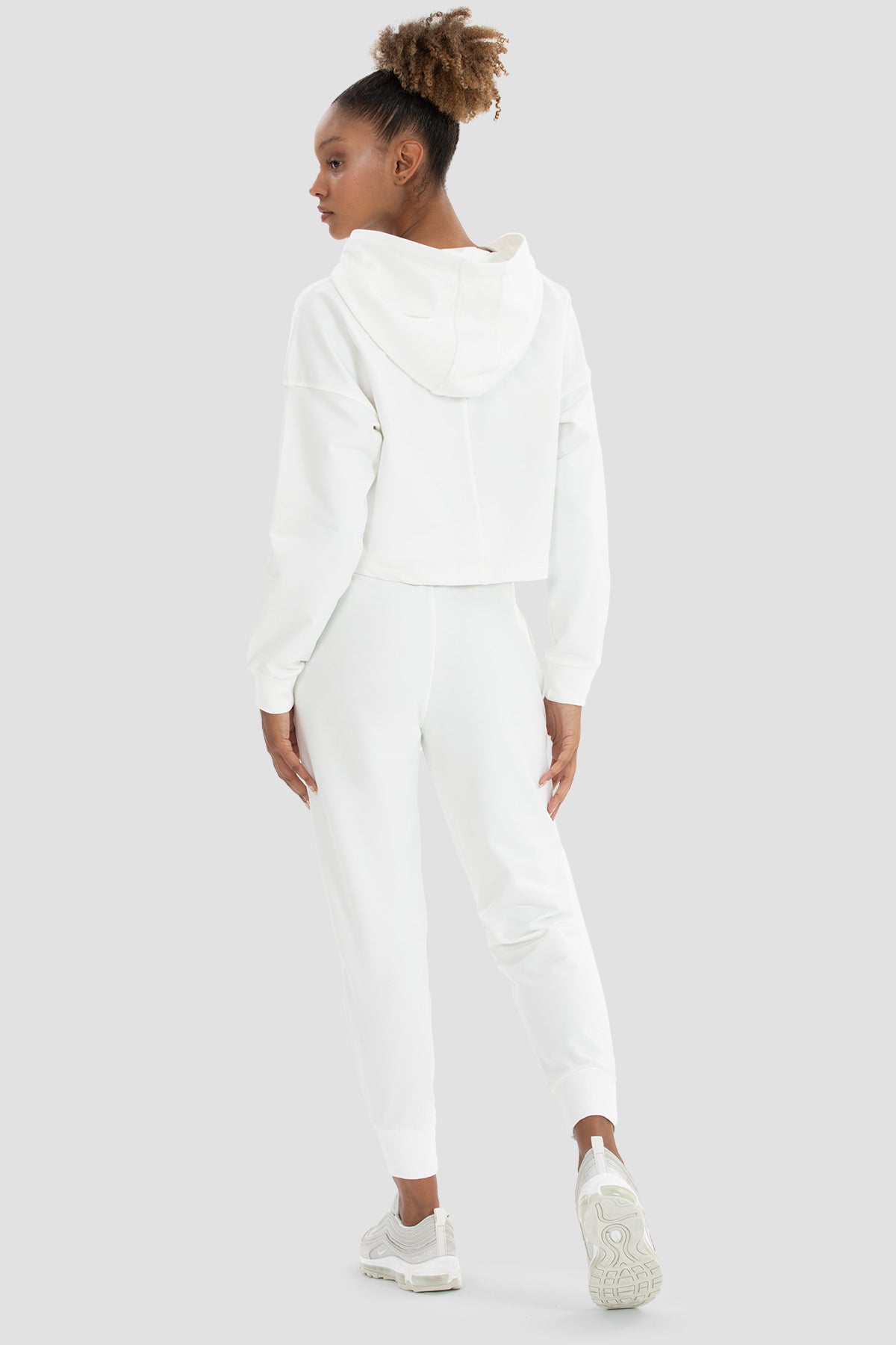 Lisa Oversize Cream Crop Hoodie