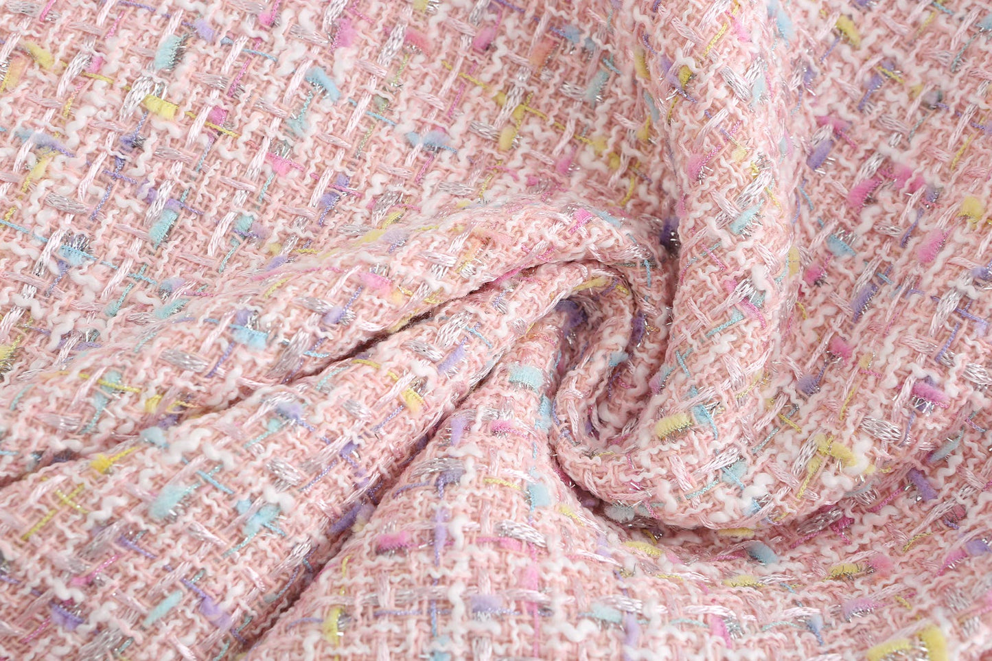 SET003 Co-ord Set Women 3 Pieces Pink Tweed Skirt Set: Pink / XL