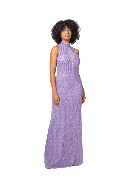 Lilac gala dress, side view