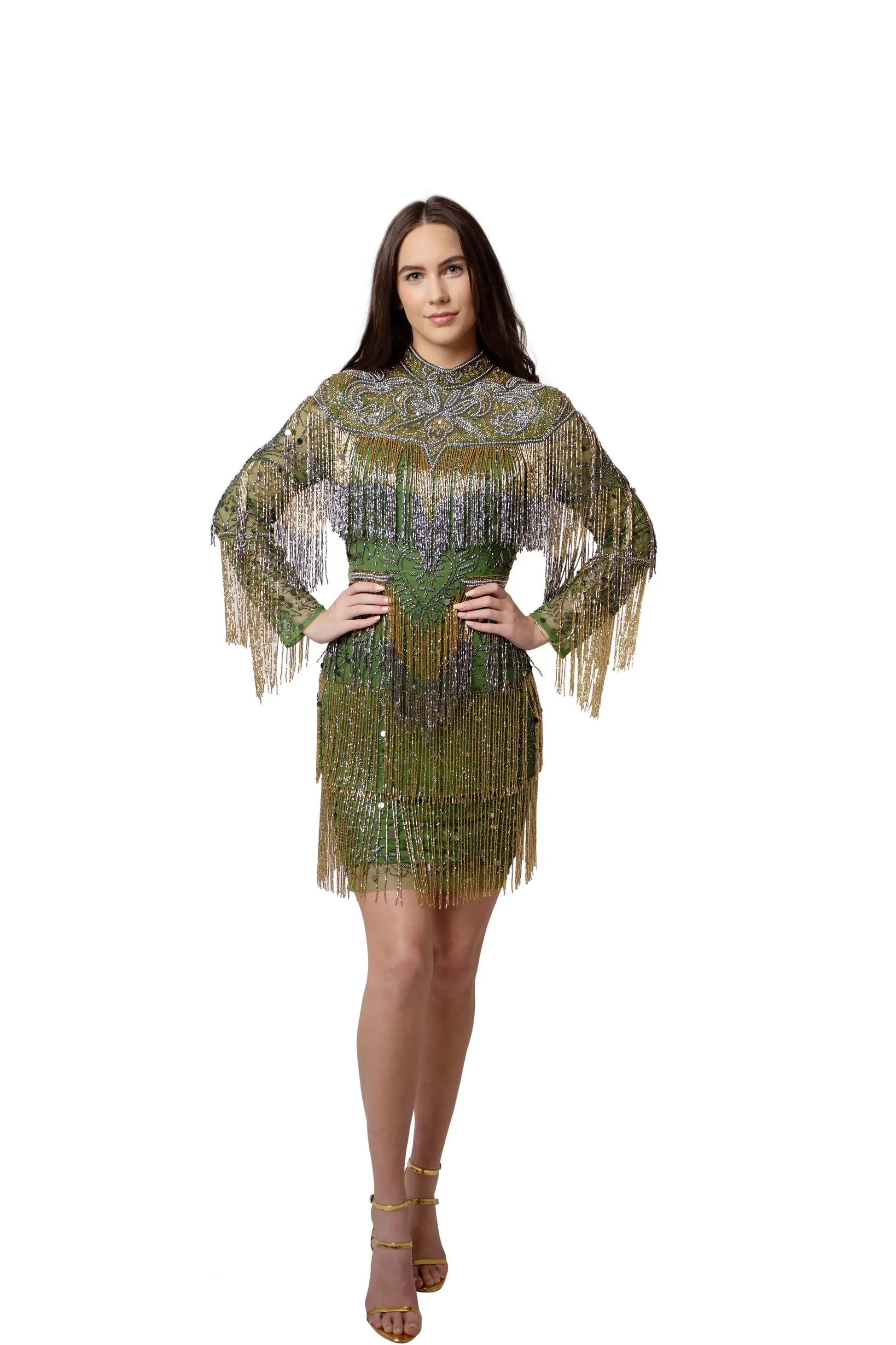 Green Gold Short Dress