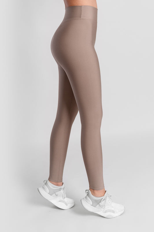 V Waist Detailed High Waist Stone Color Sport Leggings
