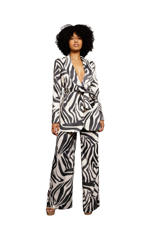 Zebra print suit set, full view