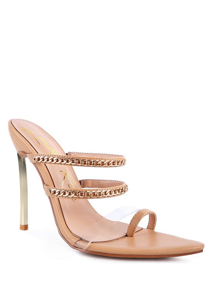 TICKLE ME HIGH HEELED TOE RING SANDALS