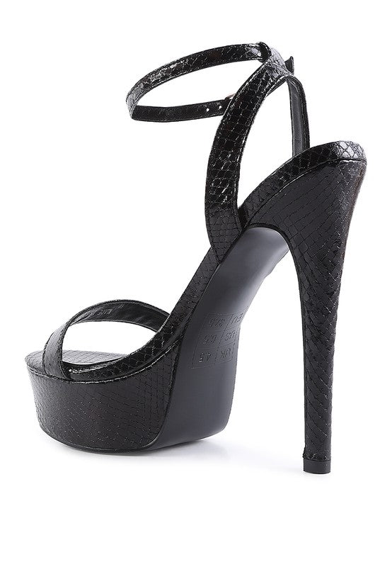 SWEETHEART CROC PLATFORM HIGH HEELED SANDALS