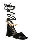 GONE GURL CHAIN DETAIL TIE UP BLOCK HEELS