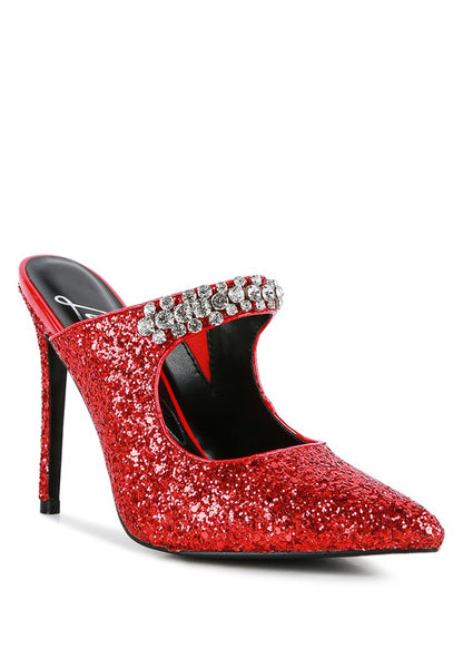 Twinklet Glitter Diamante High Heeled Sandals