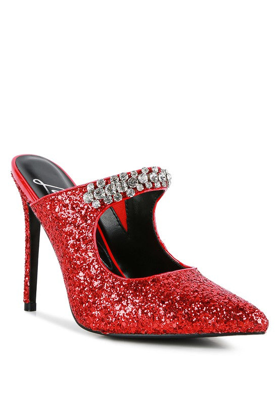 Twinklet Glitter Diamante High Heeled Sandals