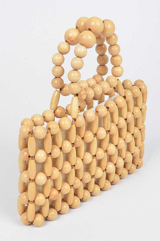 Wooden Beads Top Handle Small Clutch
