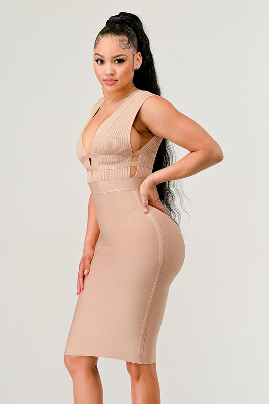 NATURALLY CHIC BANDAGE DRESS