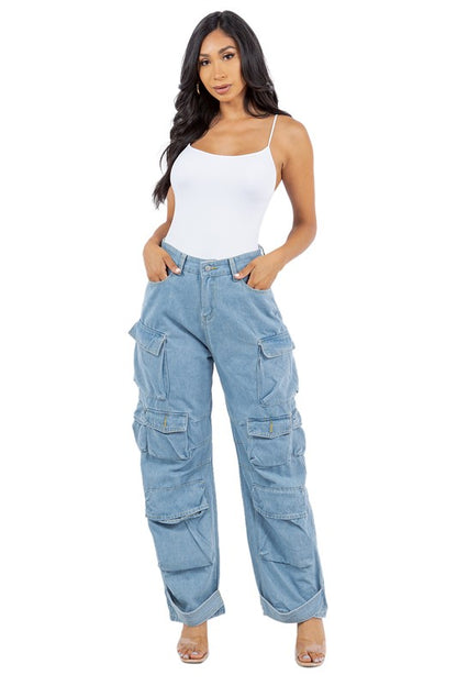 SEXY CARGO STYLE DENIM PANTS