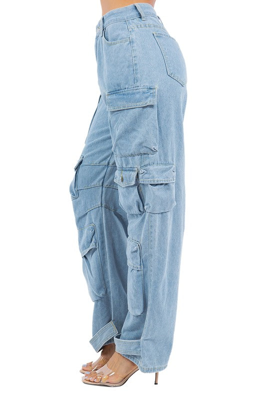 SEXY CARGO STYLE DENIM PANTS