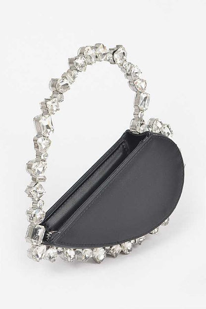 Crystal Handle Heart Shape Clutch