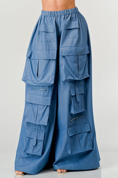 OVERSIZED MULTI POCKET CARGO PANTS