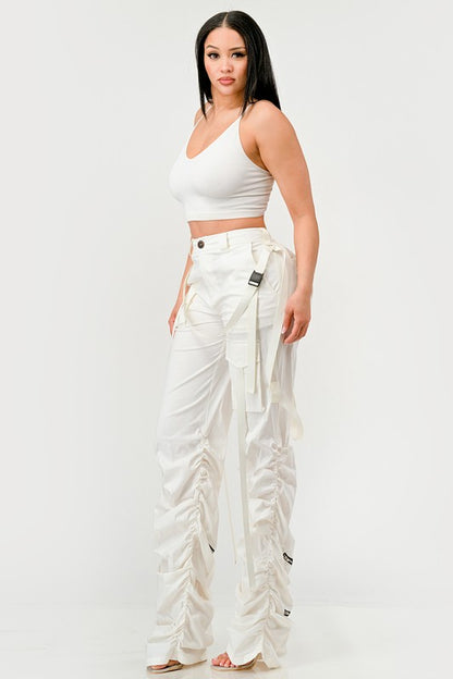 Ruched Utility Elegance Pants