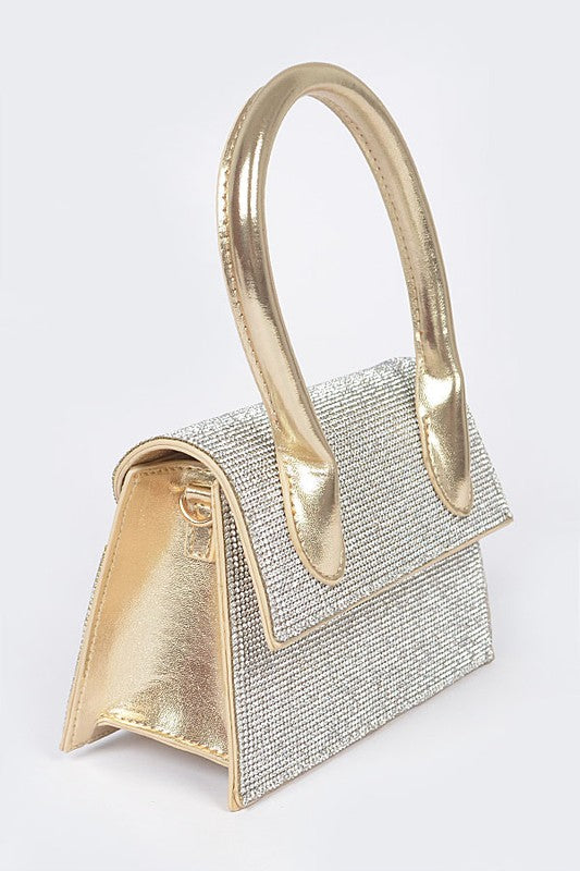 Single Handle Rhinestone Metallic Crossbody Bag