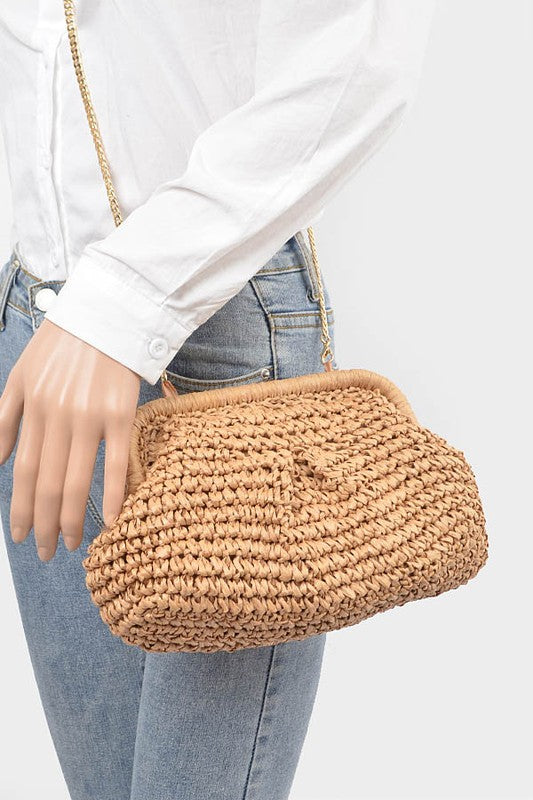 Color Straw Crossbody Bag