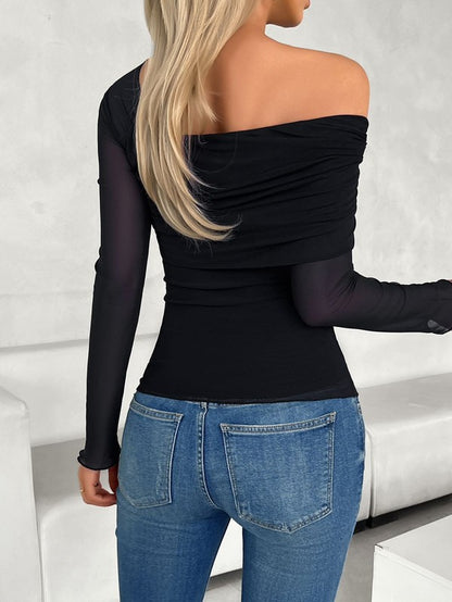 Long sleeve one shoulder blouse