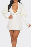 Ivory Puff Sleeve Blazer Dress