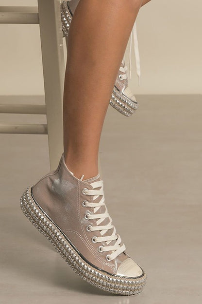 D-CHANTEL-HIGH TOP, STUDS, SNEAKERS